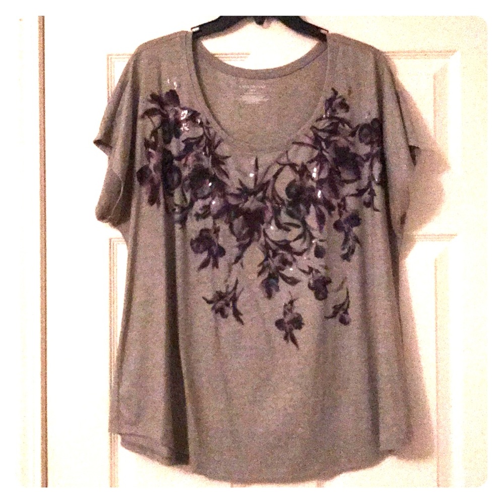 Lane Bryant Gray Screenprinted Tee